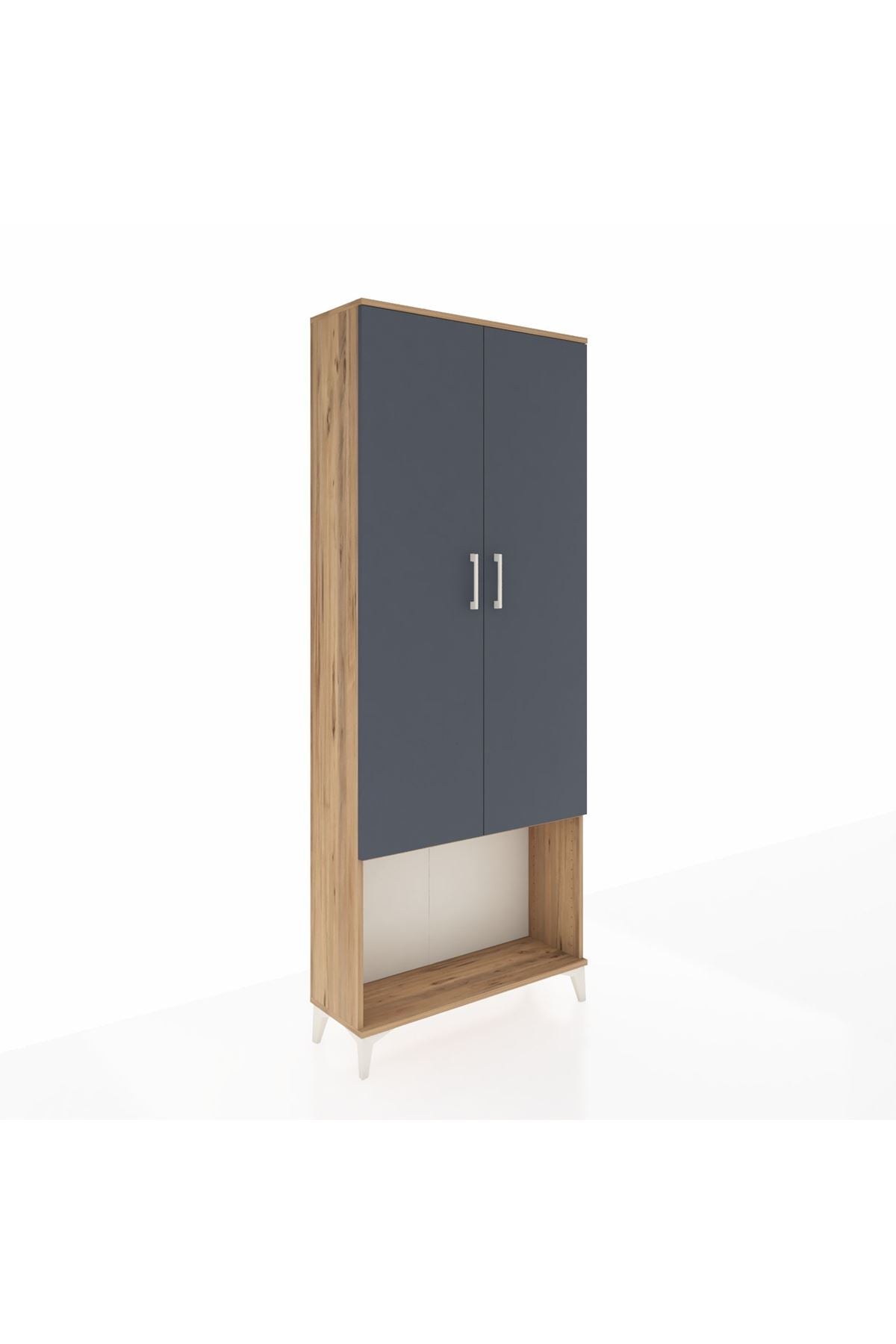 Arges Dolap 2 Raflı 2 Kapaklı Tek Askılı 88x30x221 Çam-Antrasit