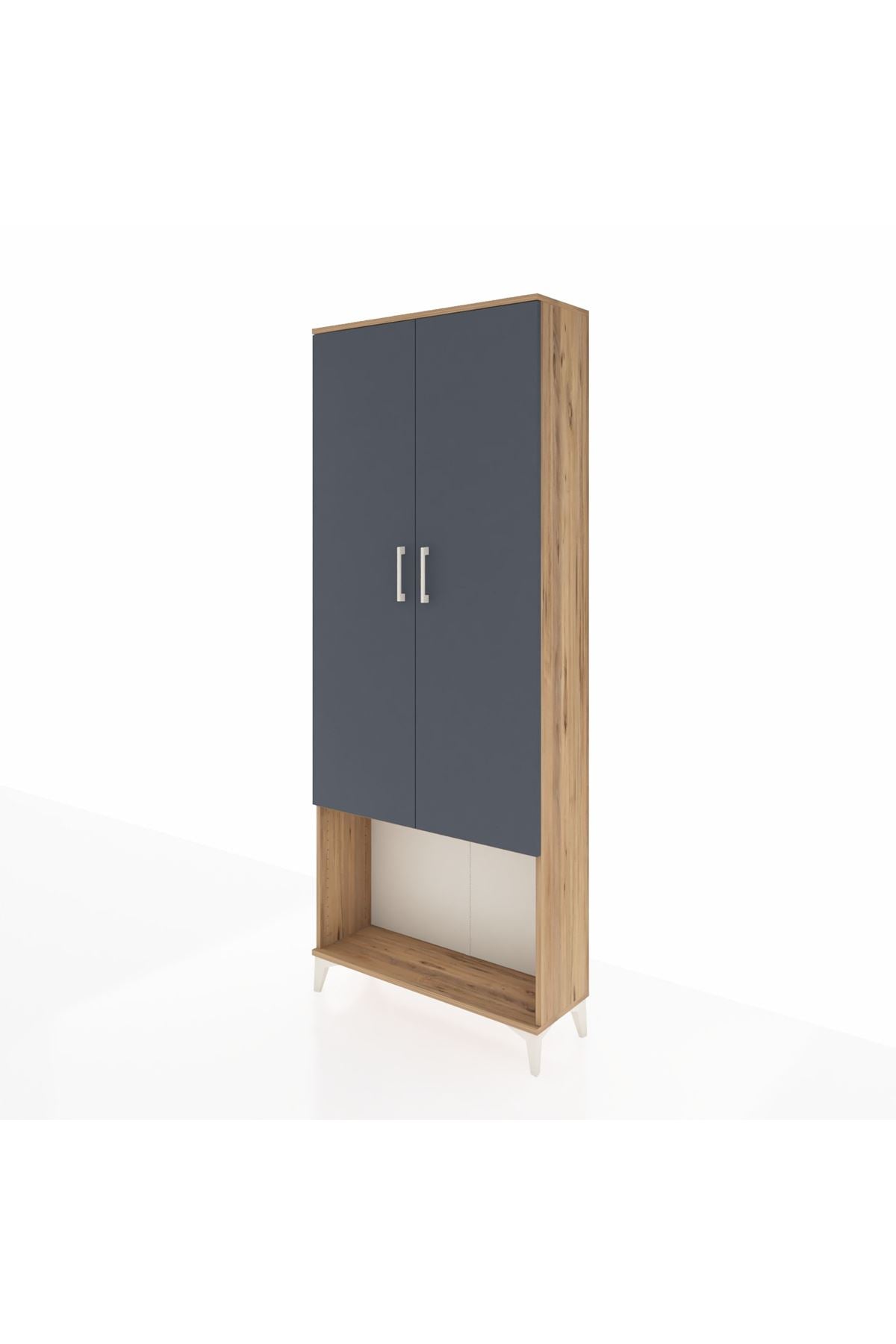 Arges Dolap 2 Raflı 2 Kapaklı Tek Askılı 88x30x221 Çam-Antrasit