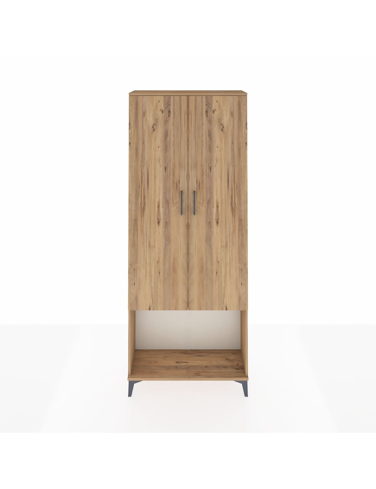 Arges Dolap 2 Raflı 2 Kapaklı Tek Askılı 88x30x221 Çam-Çam