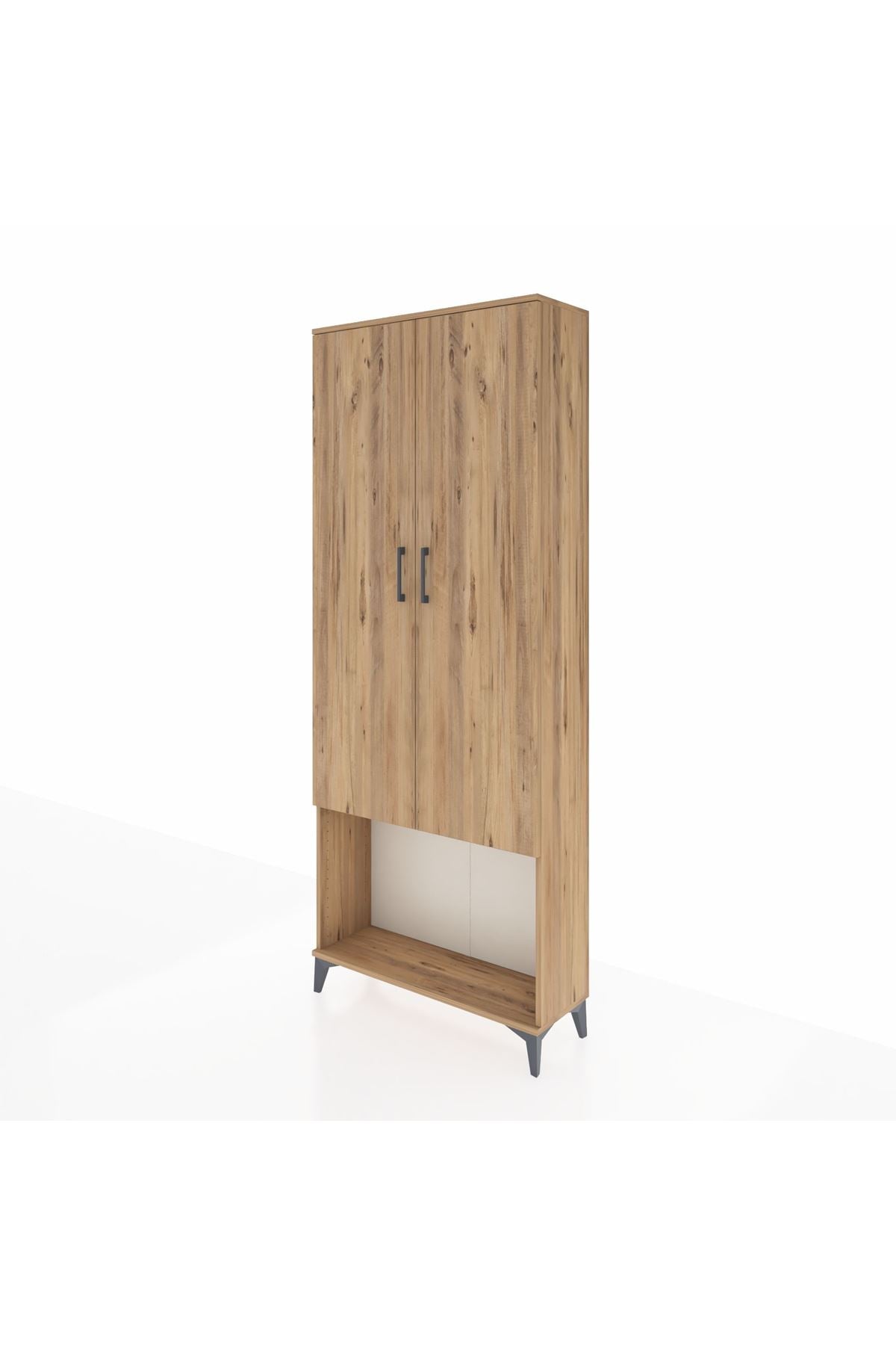 Arges Dolap 2 Raflı 2 Kapaklı Tek Askılı 88x30x221 Çam-Çam