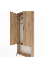 Arges Dolap 2 Raflı 2 Kapaklı Tek Askılı 88x30x221 Çam-Çam