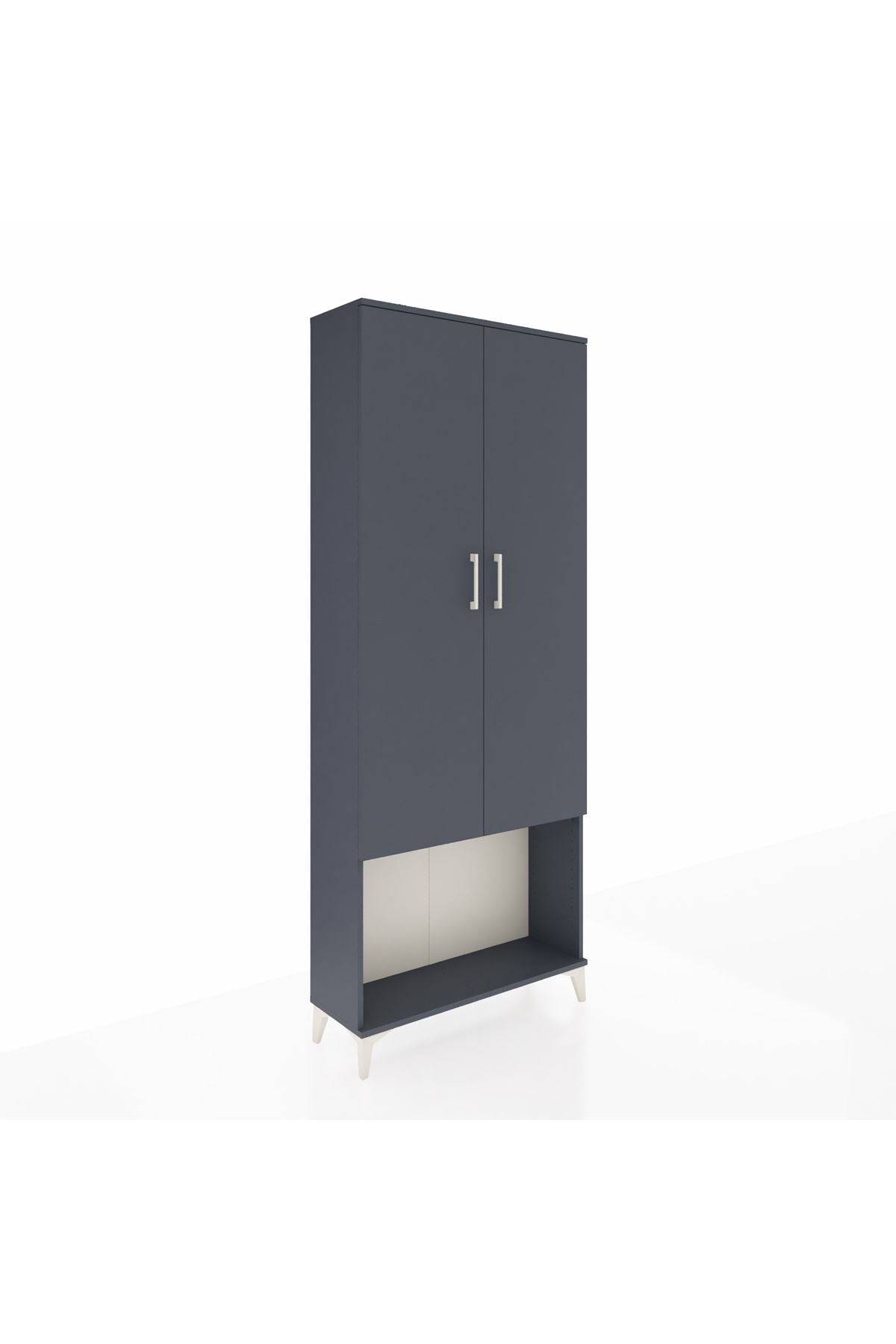 Arges Dolap 4 Raflı 2 Kapaklı 88x30x221 Antrasit-Antrasit