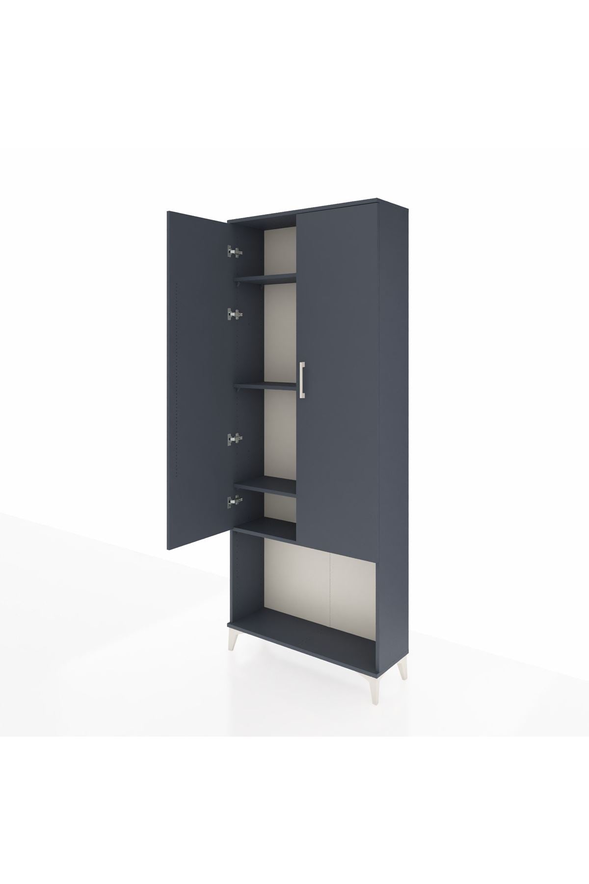 Arges Dolap 4 Raflı 2 Kapaklı 88x30x221 Antrasit-Antrasit