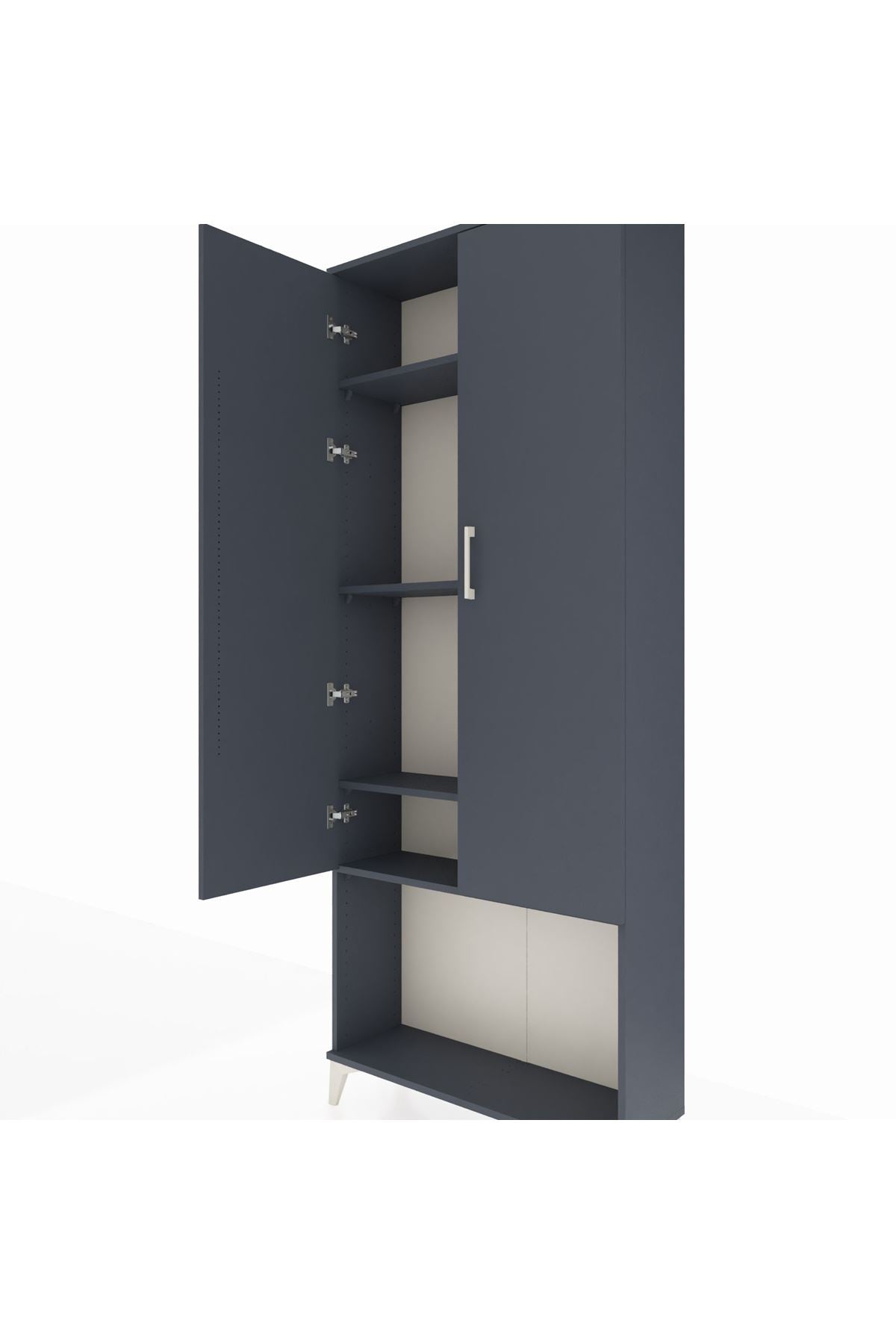 Arges Dolap 4 Raflı 2 Kapaklı 88x30x221 Antrasit-Antrasit