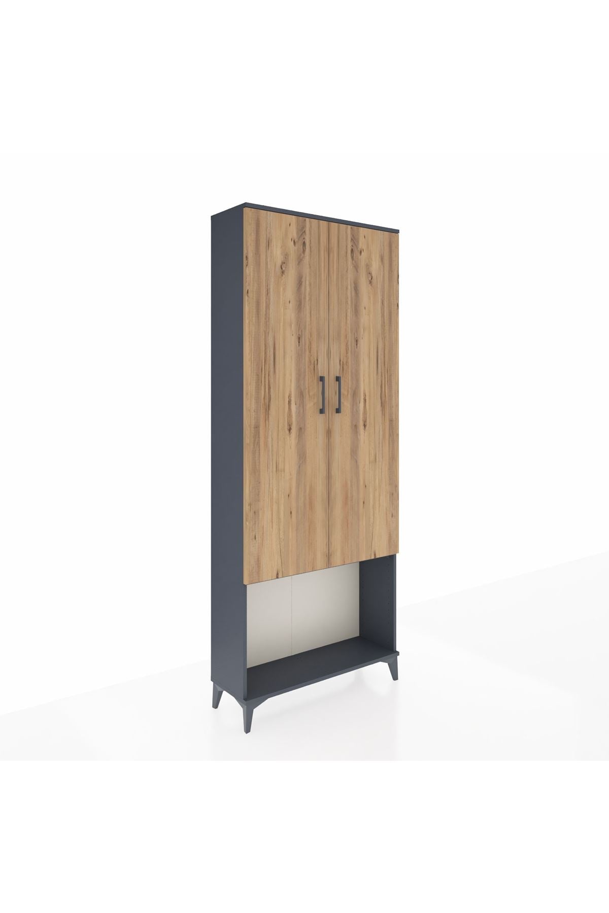 Arges Dolap 4 Raflı 2 Kapaklı 88x30x221 Antrasit-Çam