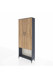 Arges Dolap 4 Raflı 2 Kapaklı 88x30x221 Antrasit-Çam