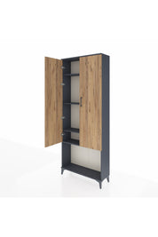 Arges Dolap 4 Raflı 2 Kapaklı 88x30x221 Antrasit-Çam