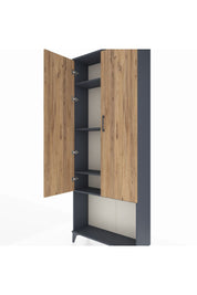 Arges Dolap 4 Raflı 2 Kapaklı 88x30x221 Antrasit-Çam