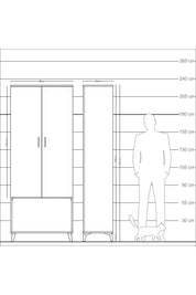 Arges Dolap 4 Raflı 2 Kapaklı 88x30x221 Antrasit-Çam