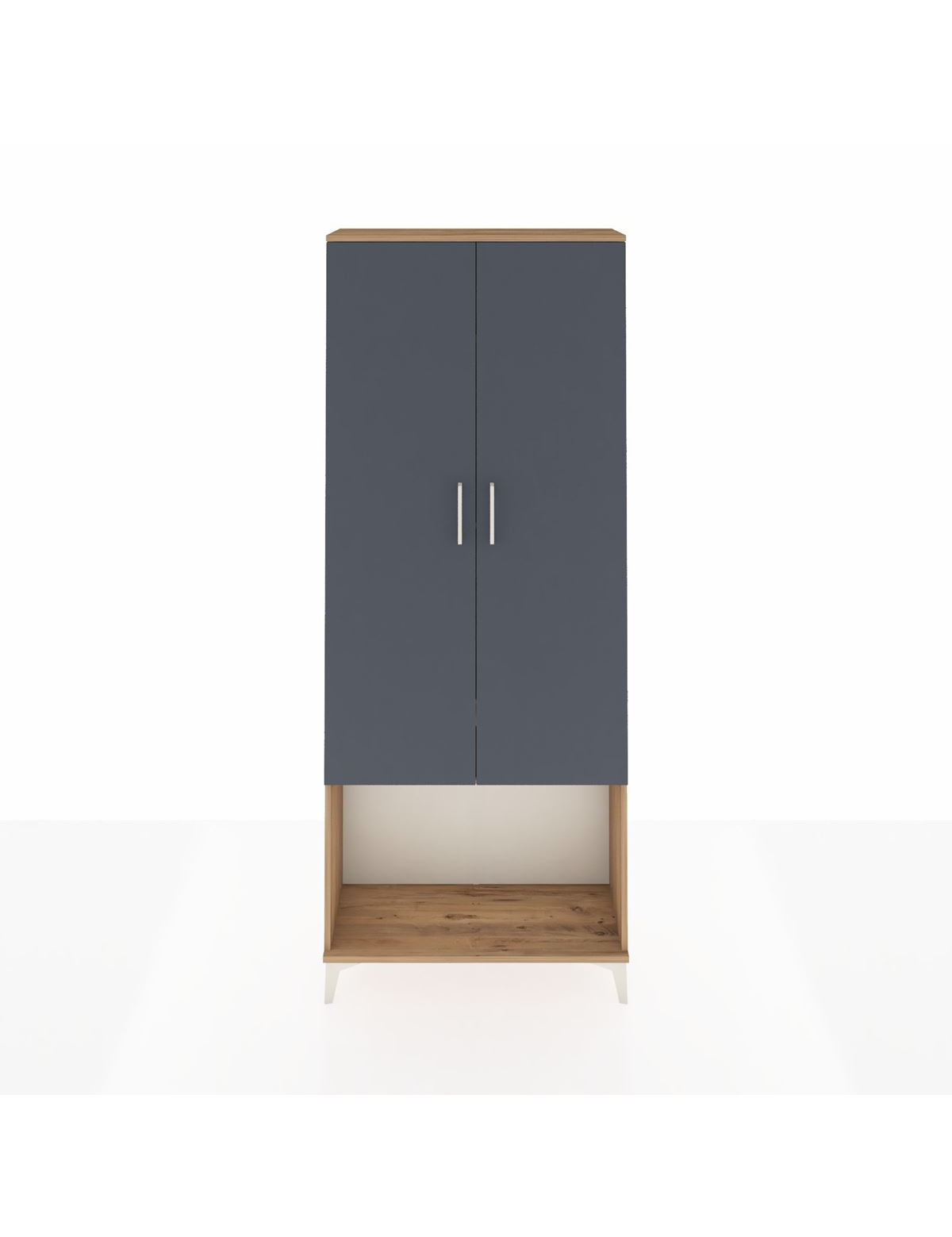 Arges Dolap 4 Raflı 2 Kapaklı 88x30x221 Çam-Antrasit