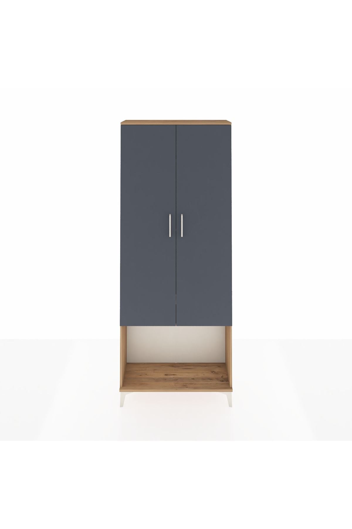 Arges Dolap 4 Raflı 2 Kapaklı 88x30x221 Çam-Antrasit