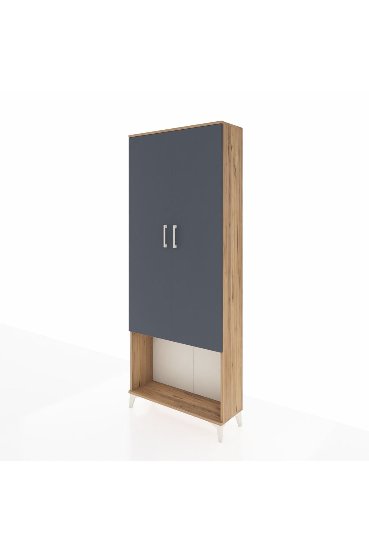 Arges Dolap 4 Raflı 2 Kapaklı 88x30x221 Çam-Antrasit