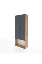 Arges Dolap 4 Raflı 2 Kapaklı 88x30x221 Çam-Antrasit