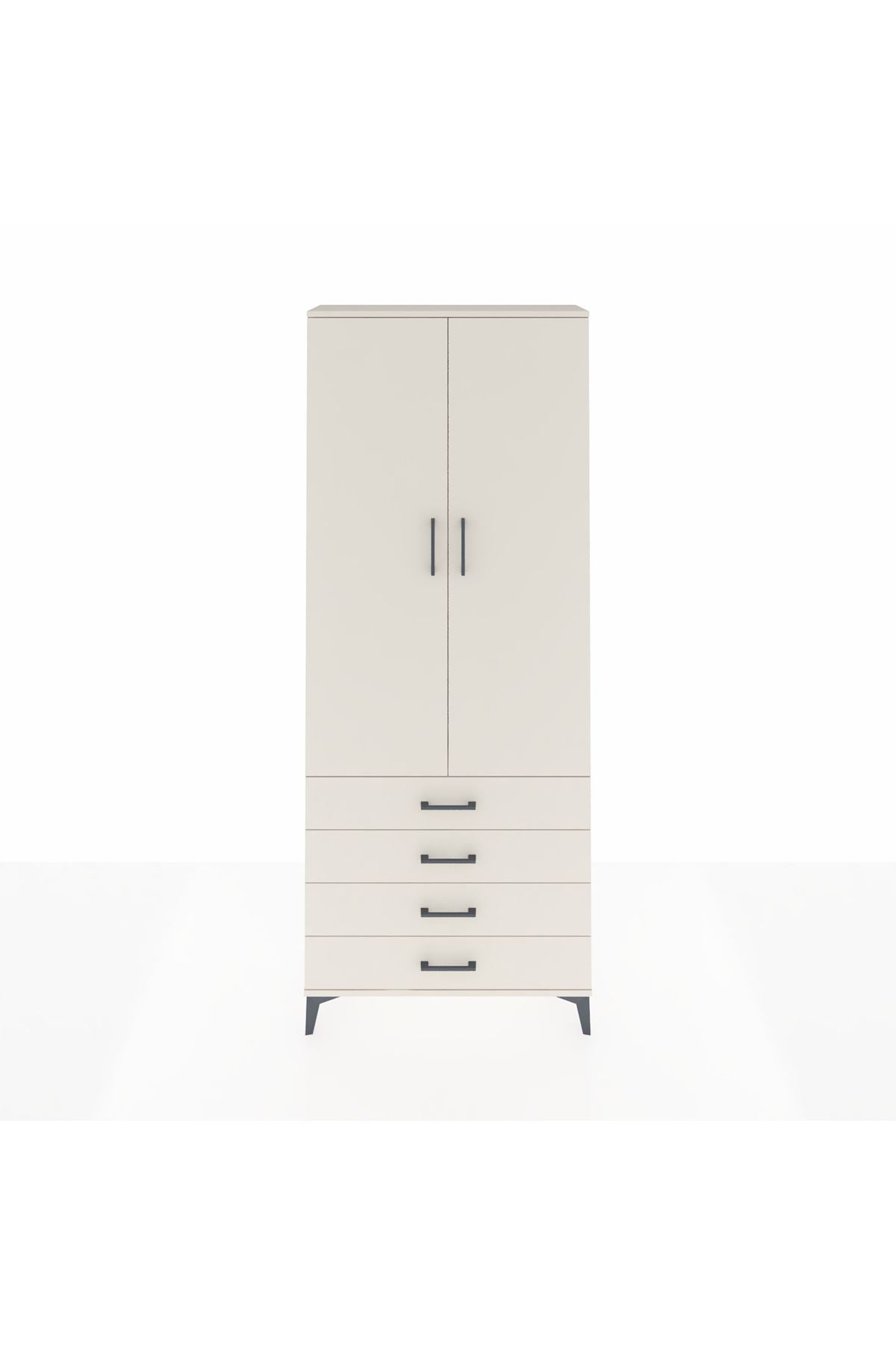 Arges Dolap 2 Raflı 4 Çekmeceli Tek Askılı 88x30x221 Aytaşı-Aytaşı