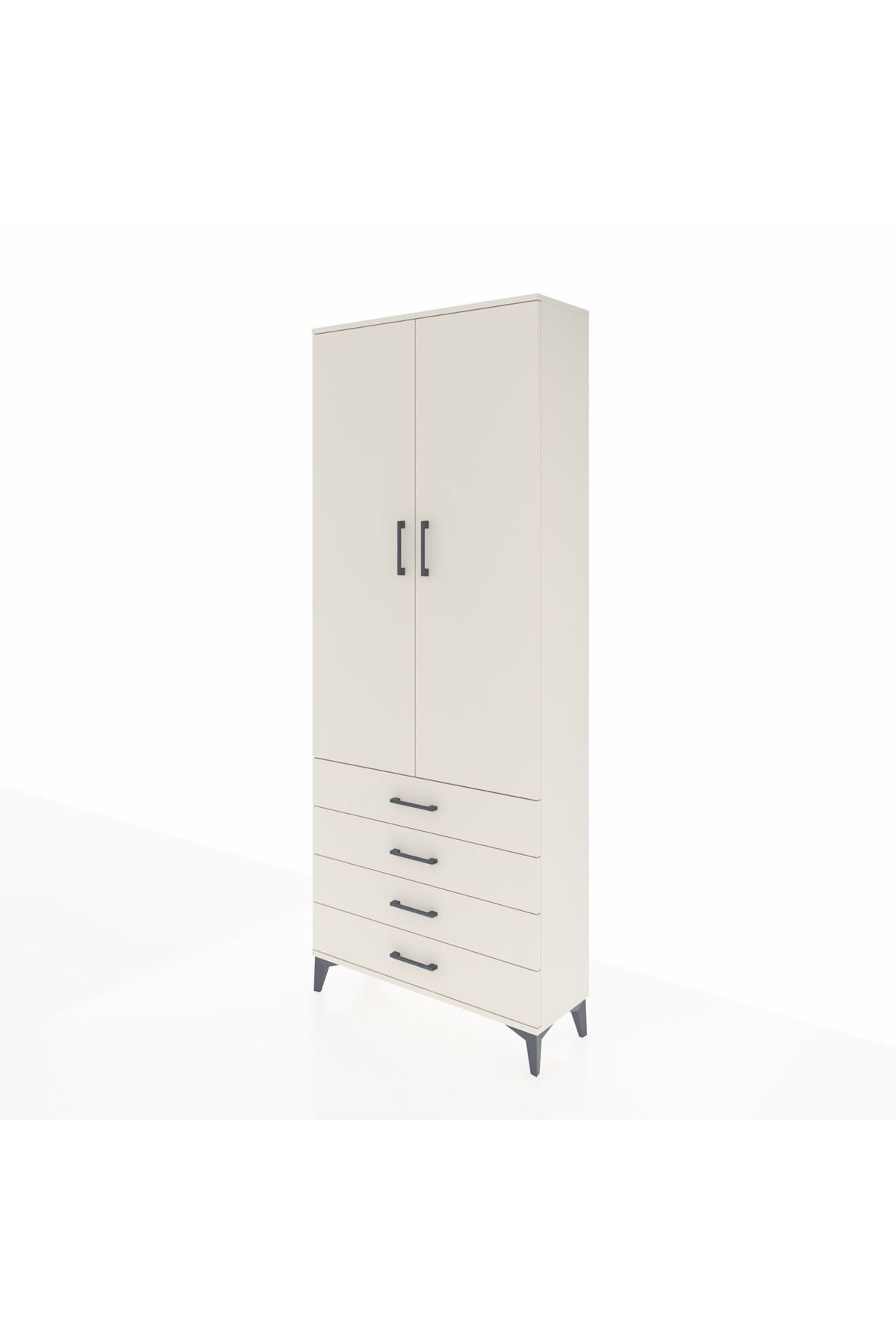 Arges Dolap 2 Raflı 4 Çekmeceli Tek Askılı 88x30x221 Aytaşı-Aytaşı