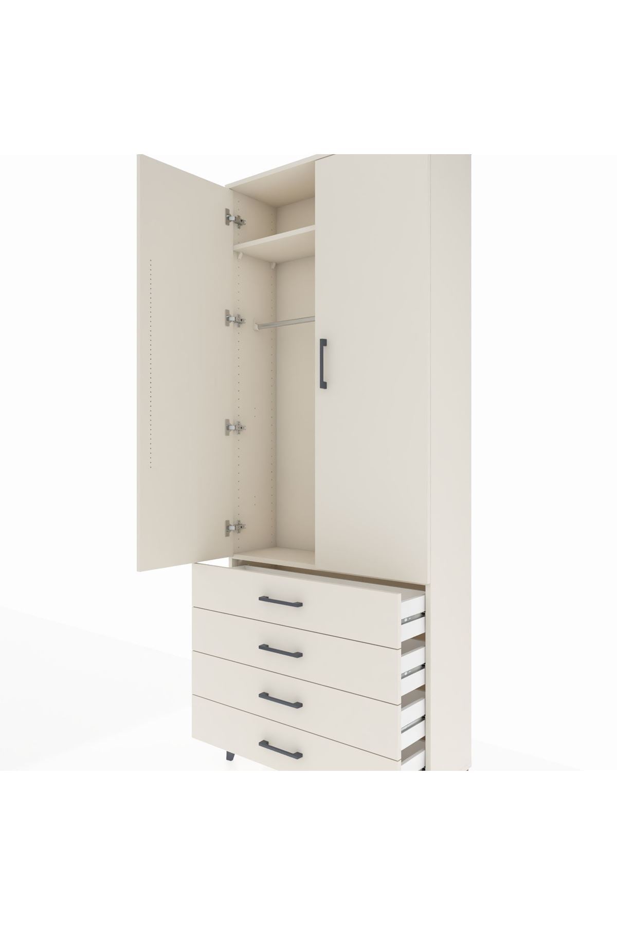 Arges Dolap 2 Raflı 4 Çekmeceli Tek Askılı 88x30x221 Aytaşı-Aytaşı