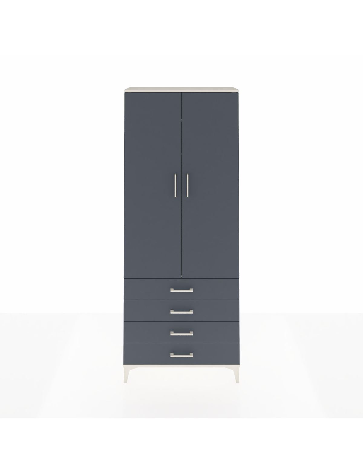 Arges Dolap 2 Raflı 4 Çekmeceli Tek Askılı 88x30x221 Aytaşı-Antrasit