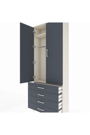 Arges Dolap 2 Raflı 4 Çekmeceli Tek Askılı 88x30x221 Aytaşı-Antrasit