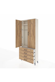 Arges Dolap 2 Raflı 4 Çekmeceli Tek Askılı 88x30x221 Aytaşı-Çam