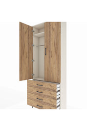 Arges Dolap 2 Raflı 4 Çekmeceli Tek Askılı 88x30x221 Aytaşı-Çam