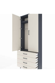 Arges Dolap 2 Raflı 4 Çekmeceli Tek Askılı 88x30x221 Antrasit-Aytaşı