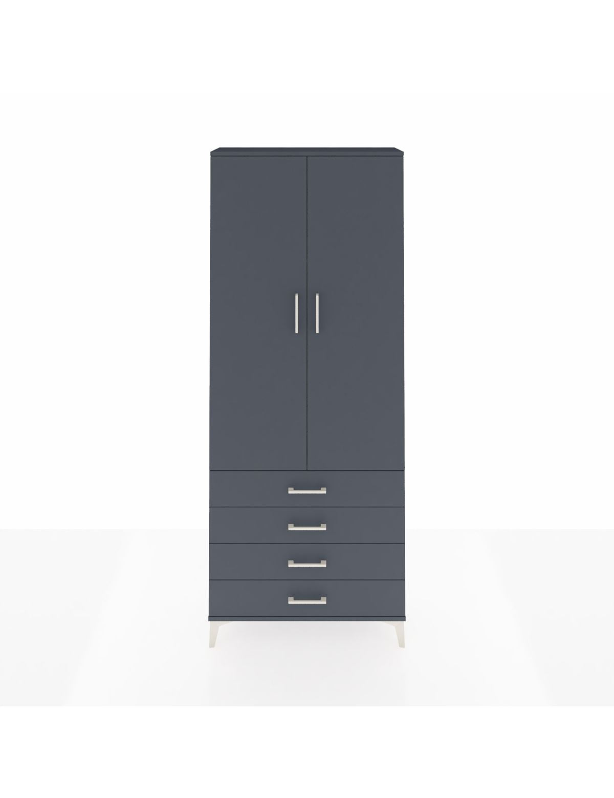 Arges Dolap 2 Raflı 4 Çekmeceli Tek Askılı 88x30x221 Antrasit-Antrasit