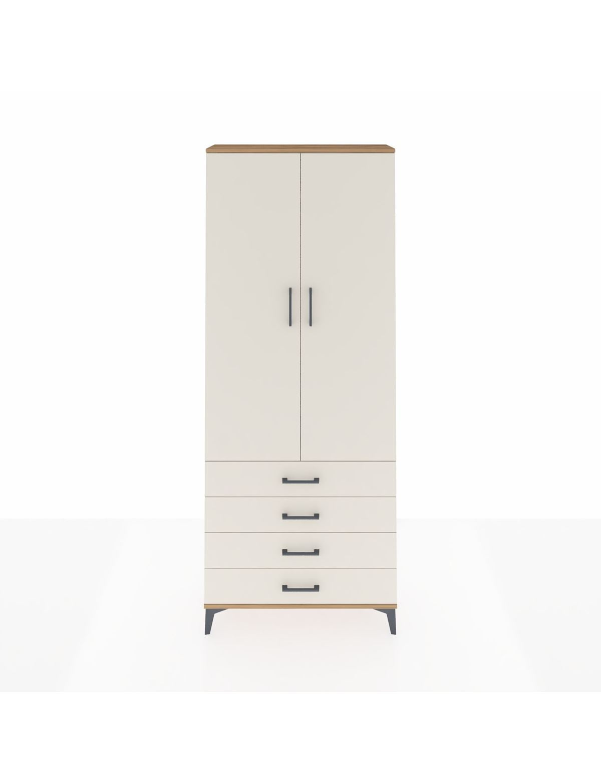 Arges Dolap 2 Raflı 4 Çekmeceli Tek Askılı 88x30x221 Çam-Aytaşı