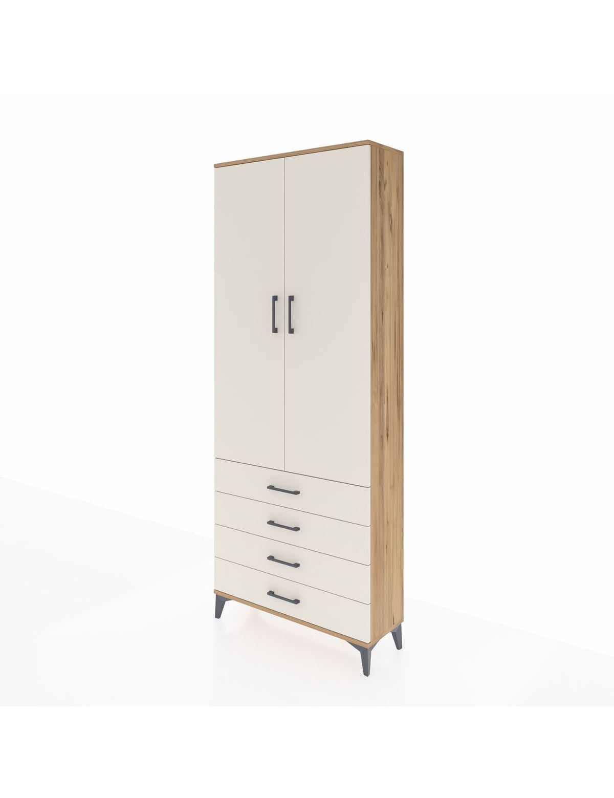 Arges Dolap 2 Raflı 4 Çekmeceli Tek Askılı 88x30x221 - S30M043V7A
