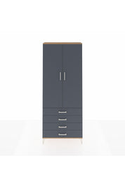 Arges Dolap 2 Raflı 4 Çekmeceli Tek Askılı 88x30x221 Çam-Antrasit