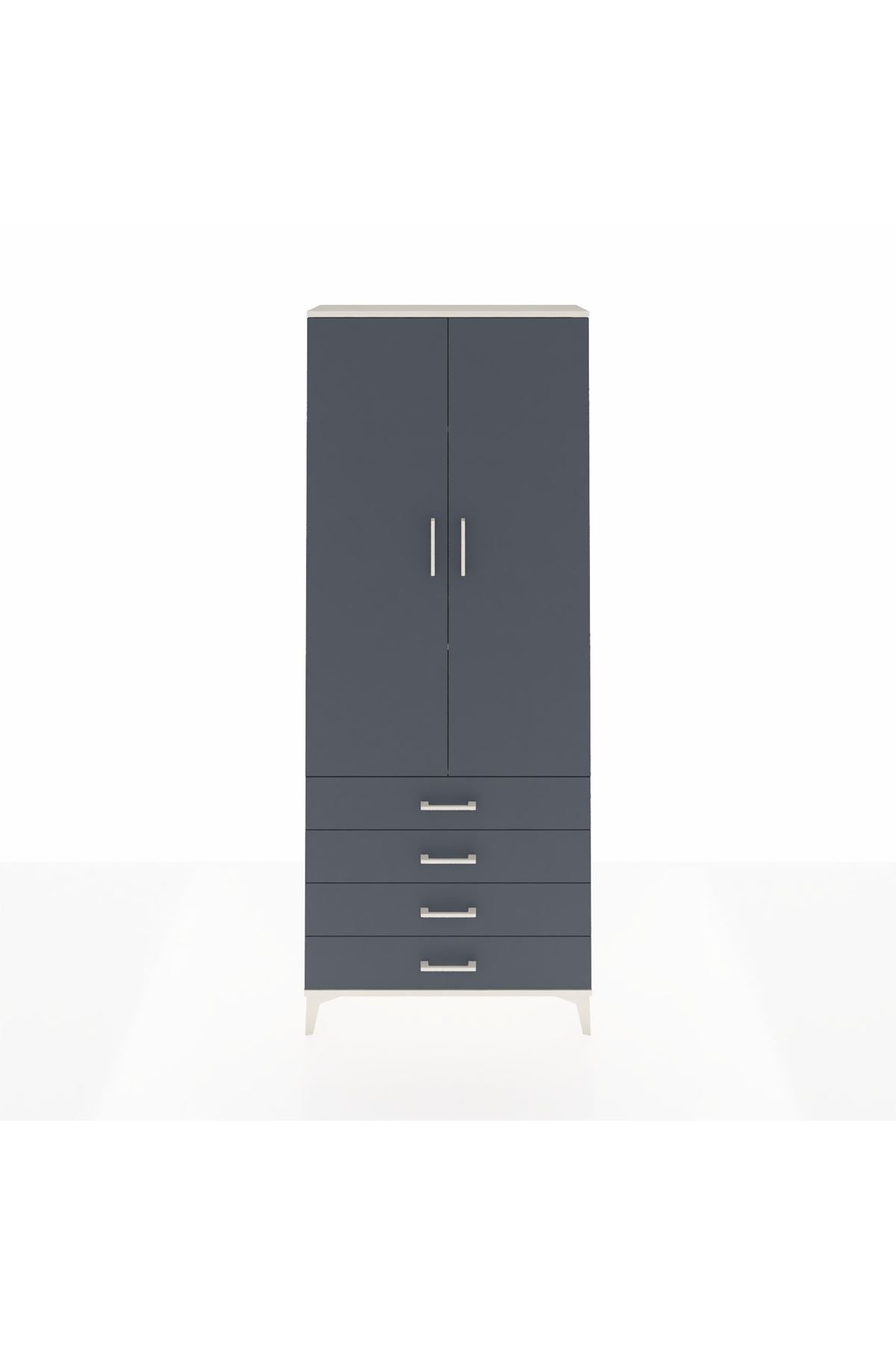 Arges Dolap 3 Raflı 4 Çekmeceli 2 Kapaklı 88x30x221 Aytaşı-Antrasit