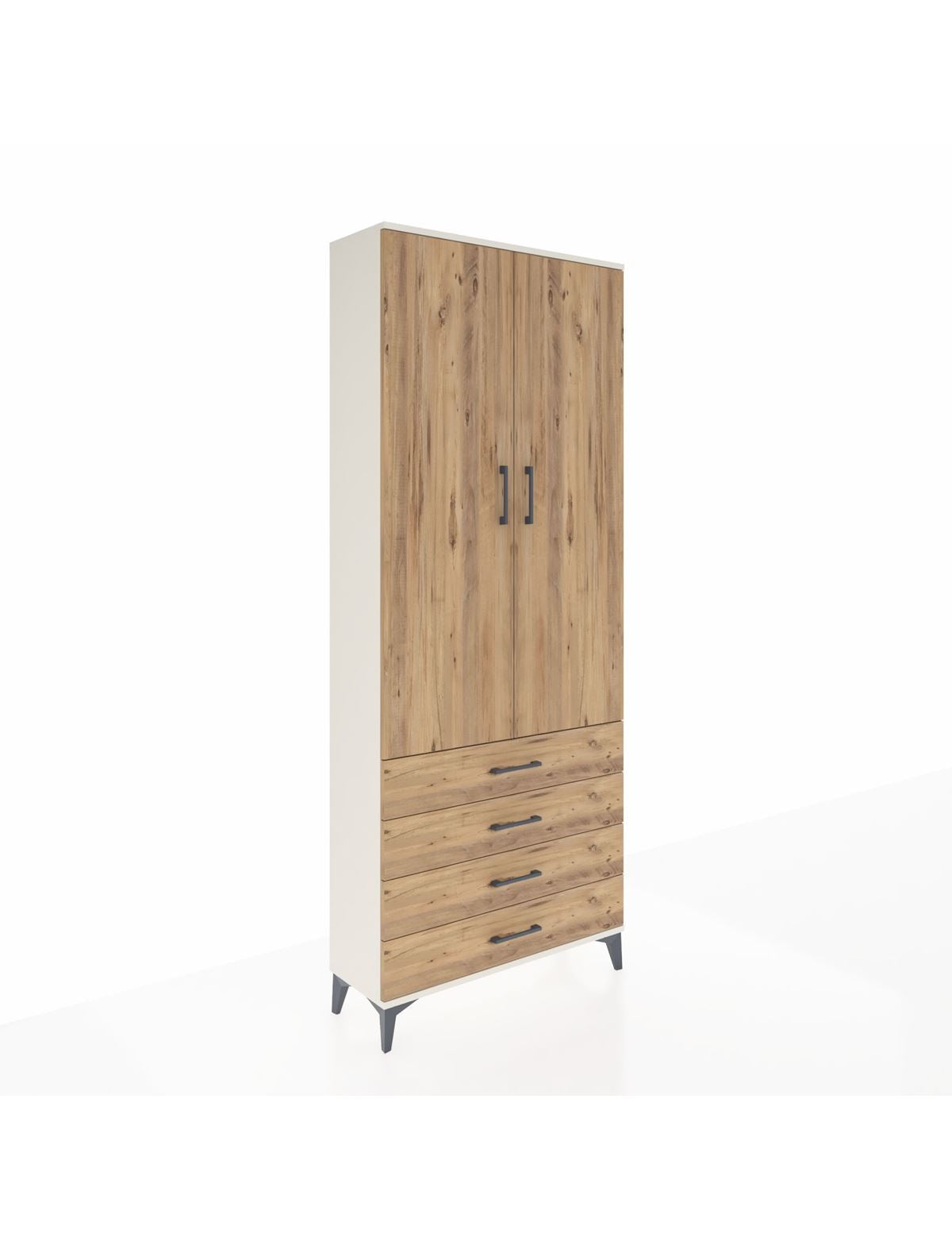 Arges Dolap 3 Raflı 4 Çekmeceli 2 Kapaklı 88x30x221 Aytaşı-Çam