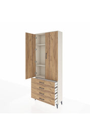Arges Dolap 3 Raflı 4 Çekmeceli 2 Kapaklı 88x30x221 Aytaşı-Çam