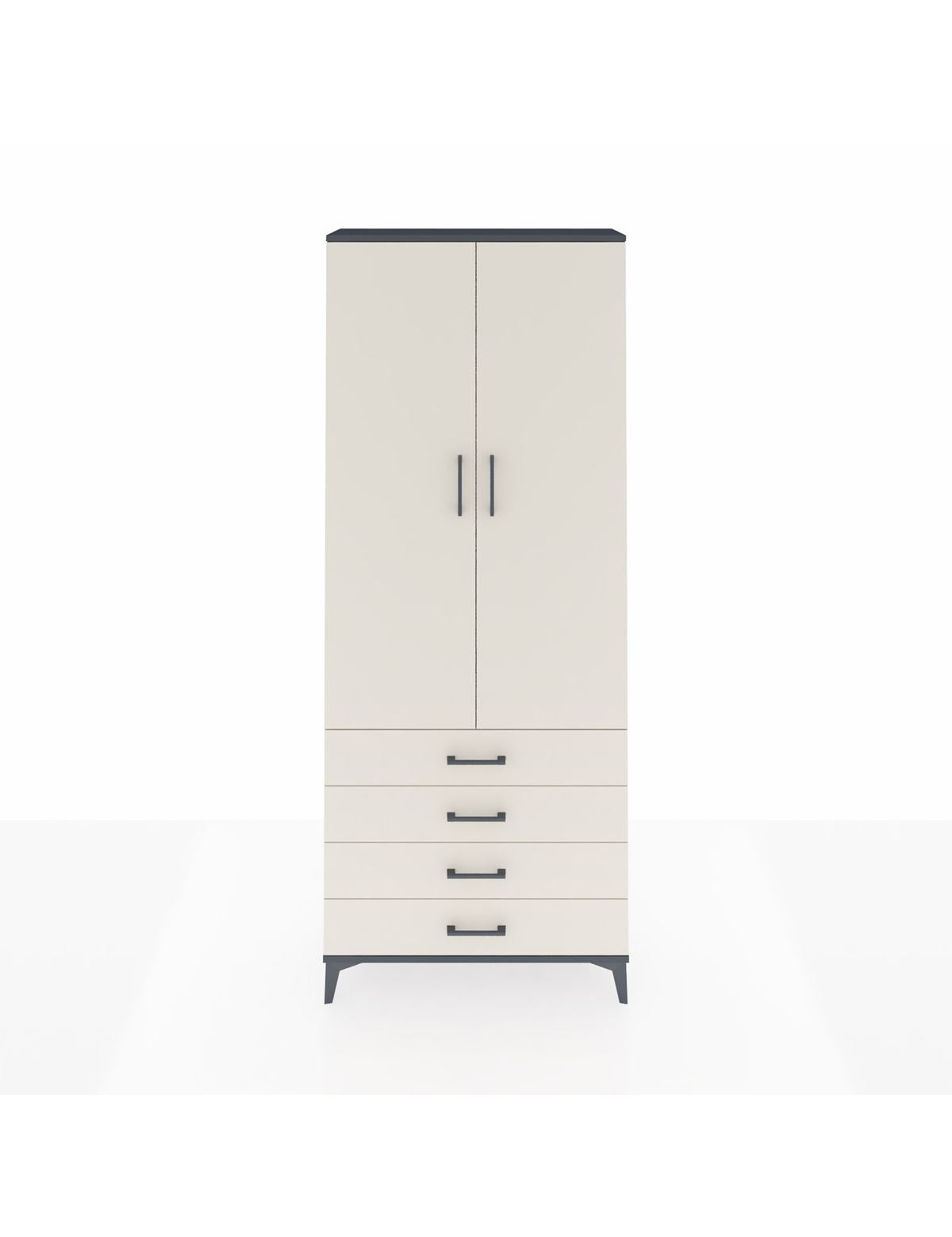 Arges Dolap 3 Raflı 4 Çekmeceli 2 Kapaklı 88x30x221 Antrasit-Aytaşı