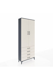 Arges Dolap 3 Raflı 4 Çekmeceli 2 Kapaklı 88x30x221 Antrasit-Aytaşı