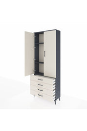 Arges Dolap 3 Raflı 4 Çekmeceli 2 Kapaklı 88x30x221 Antrasit-Aytaşı