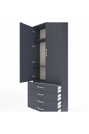 Arges Dolap 3 Raflı 4 Çekmeceli 2 Kapaklı 88x30x221 Antrasit-Antrasit