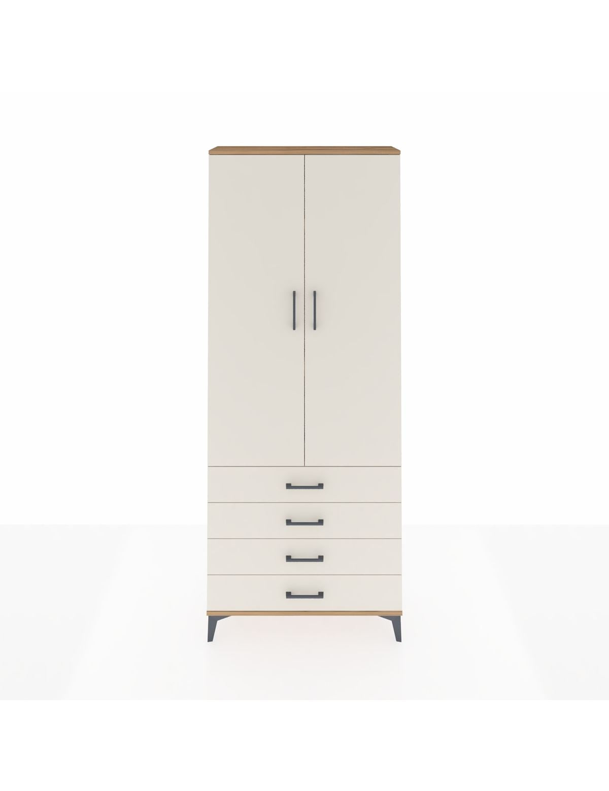 Arges Dolap 3 Raflı 4 Çekmeceli 2 Kapaklı 88x30x221 Çam-Aytaşı