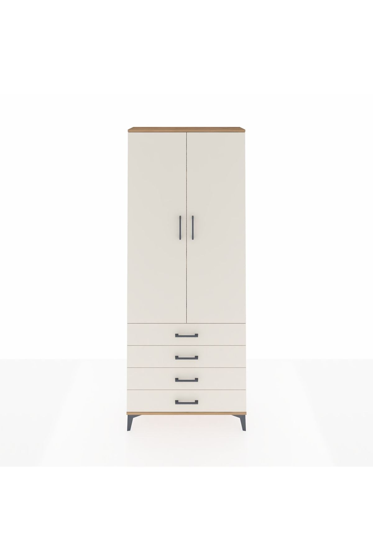 Arges Dolap 3 Raflı 4 Çekmeceli 2 Kapaklı 88x30x221 Çam-Aytaşı