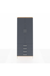 Arges Dolap 3 Raflı 4 Çekmeceli 2 Kapaklı 88x30x221 Çam-Antrasit