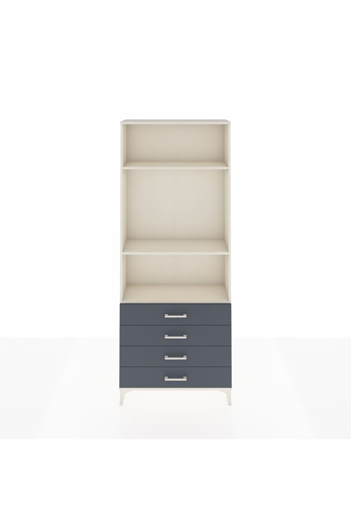 Arges Dolap 3 Raflı 4 Çekmeceli 88x30x221 Aytaşı-Antrasit