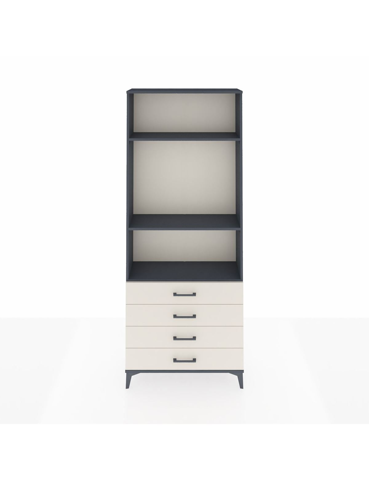 Arges Dolap 3 Raflı 4 Çekmeceli 88x30x221 Antrasit-Aytaşı