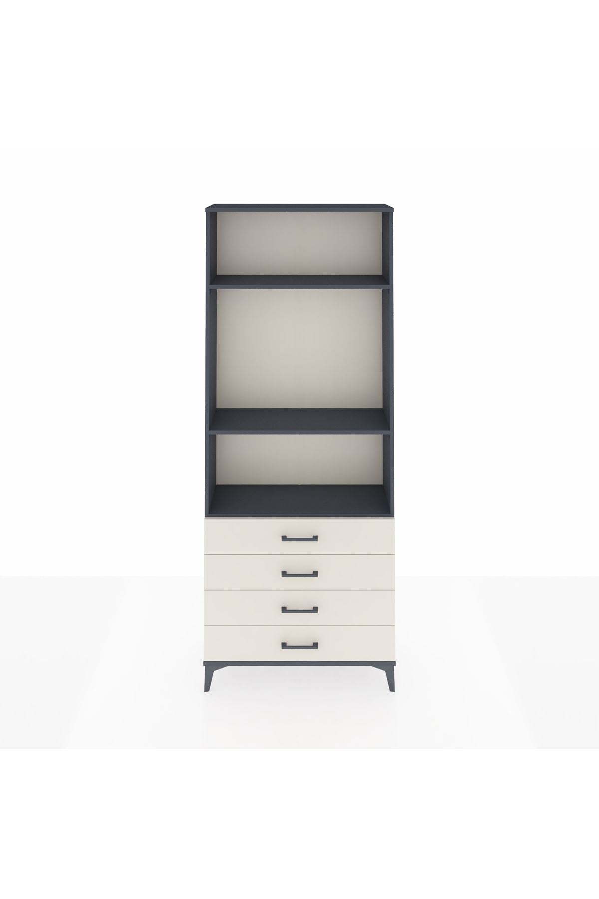 Arges Dolap 3 Raflı 4 Çekmeceli 88x30x221 Antrasit-Aytaşı