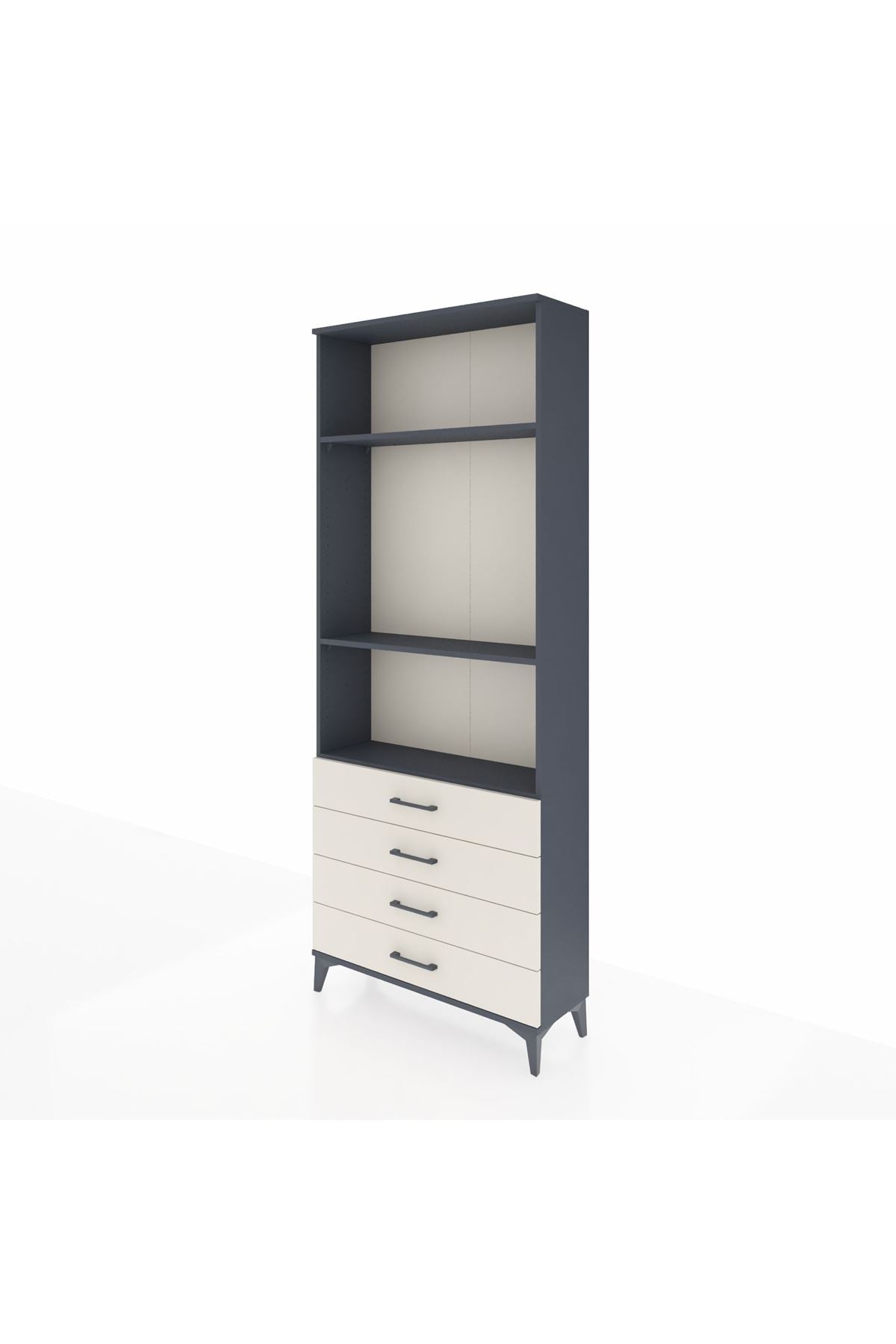 Arges Dolap 3 Raflı 4 Çekmeceli 88x30x221 Antrasit-Aytaşı