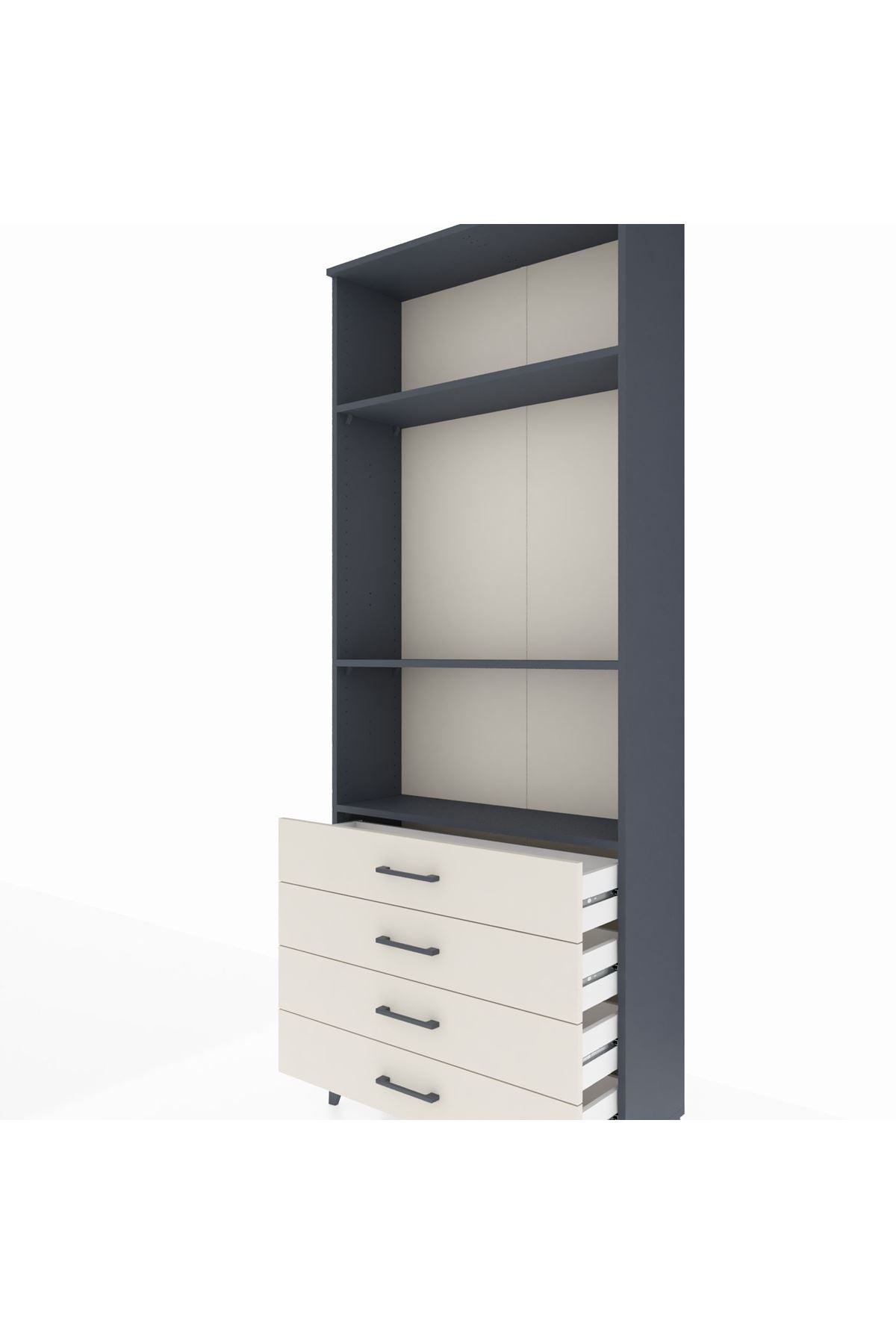 Arges Dolap 3 Raflı 4 Çekmeceli 88x30x221 Antrasit-Aytaşı