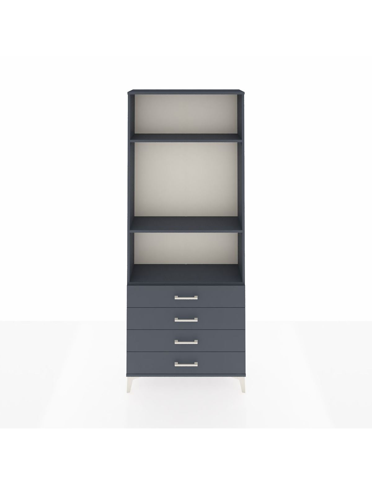 Arges Dolap 3 Raflı 4 Çekmeceli 88x30x221 Antrasit-Antrasit