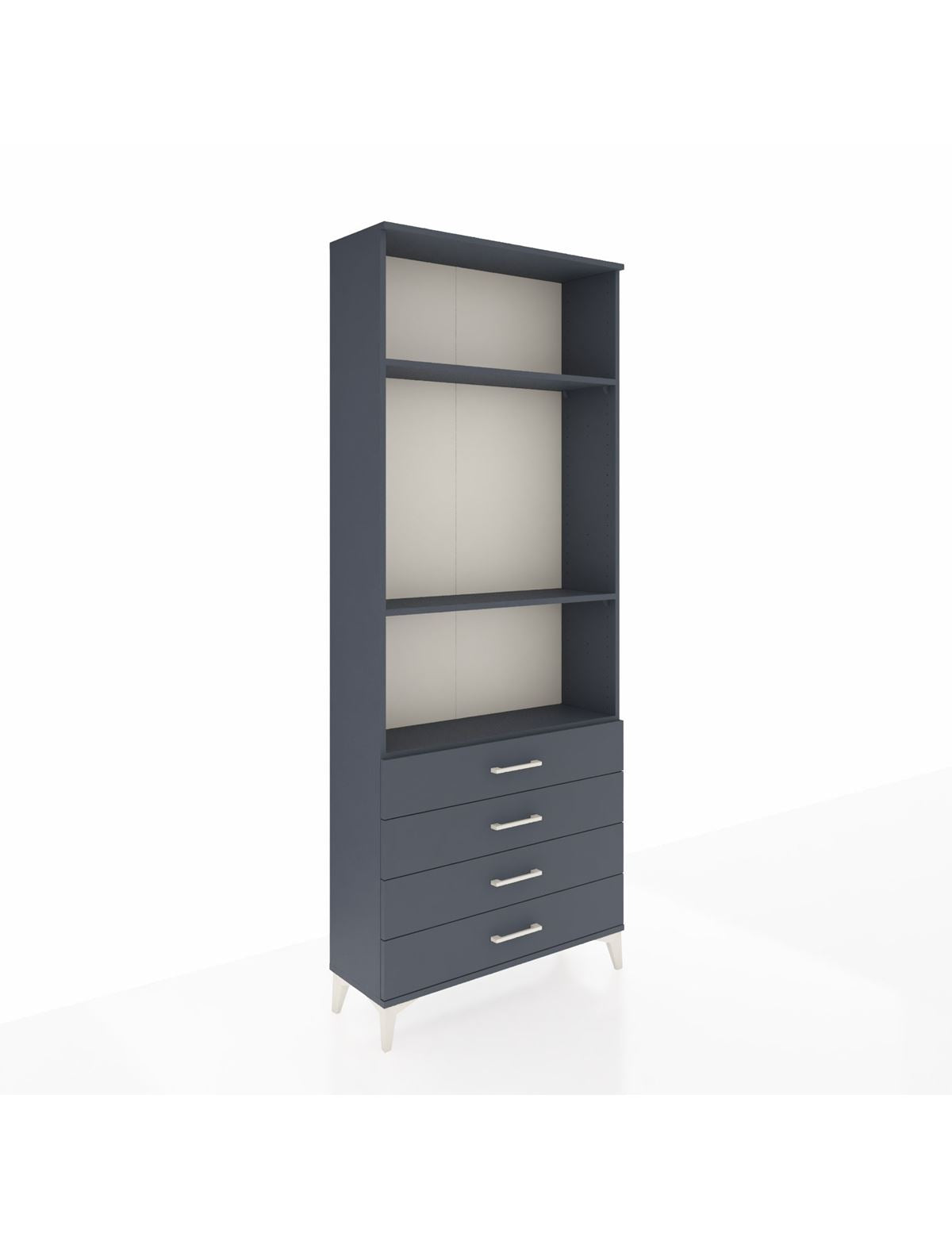 Arges Dolap 3 Raflı 4 Çekmeceli 88x30x221 Antrasit-Antrasit