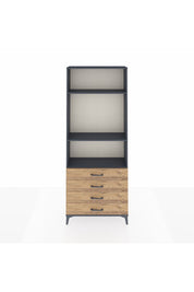 Arges Dolap 3 Raflı 4 Çekmeceli 88x30x221 Antrasit-Çam