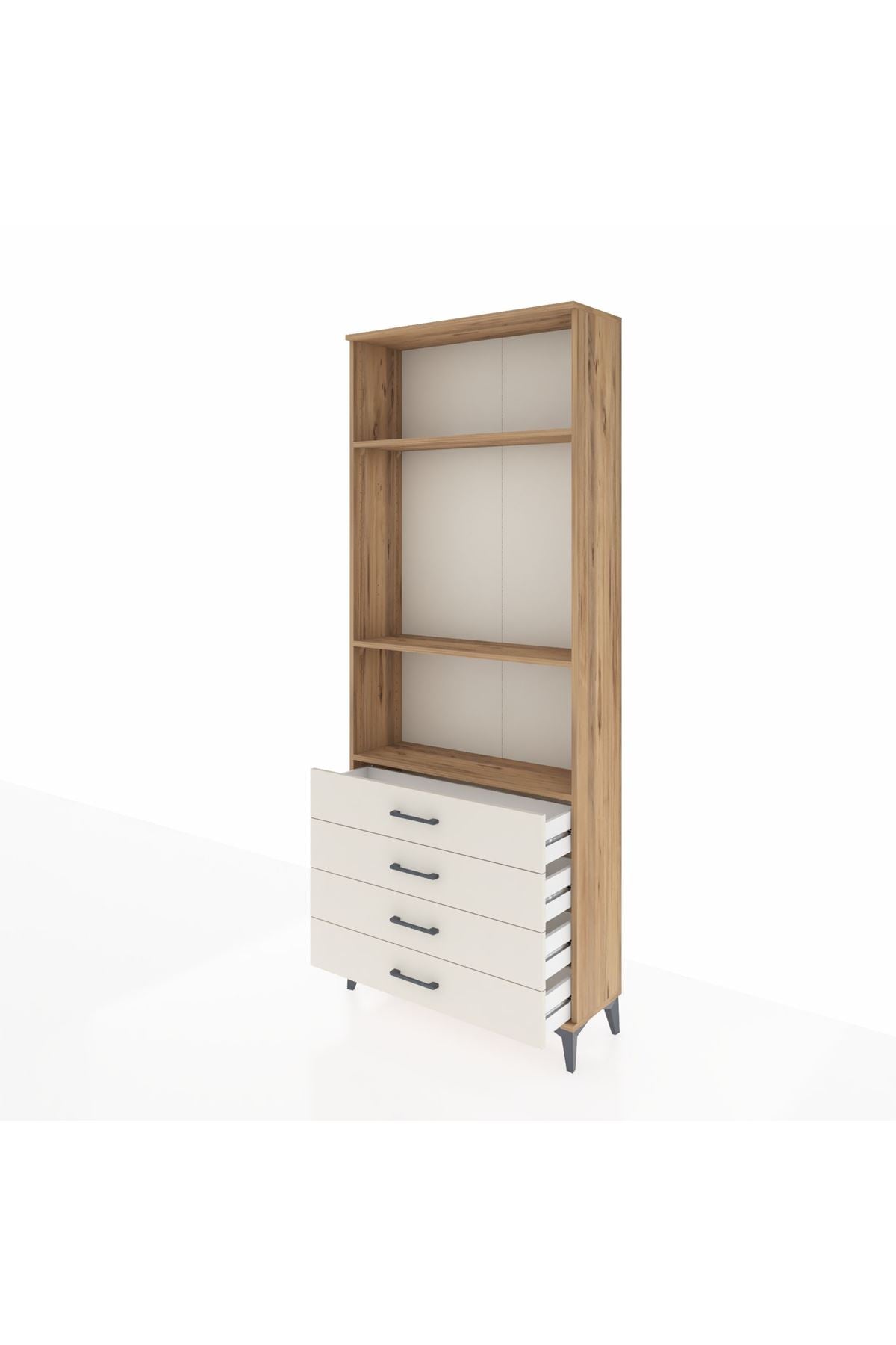 Arges Dolap 3 Raflı 4 Çekmeceli 88x30x221 Çam-Aytaşı