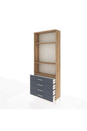 Arges Dolap 3 Raflı 4 Çekmeceli 88x30x221 Çam-Antrasit