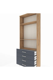 Arges Dolap 3 Raflı 4 Çekmeceli 88x30x221 Çam-Antrasit